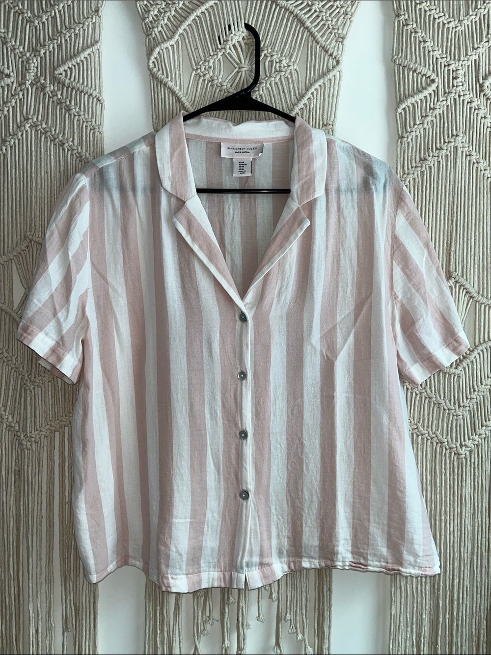 Sincerely Jules Medium Striped Button-down Top